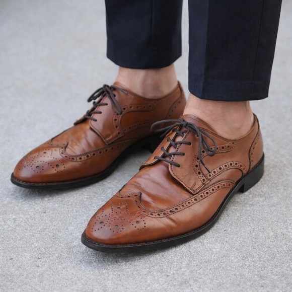 Florsheim Mens Brown Leather Wingtip Oxford Dress Shoes Size 9.5 Formal Dress